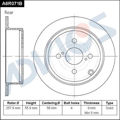 Advics A6R071B - Brake Disc autospares.lv