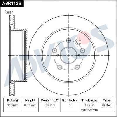 Advics A6R113B - Brake Disc autospares.lv