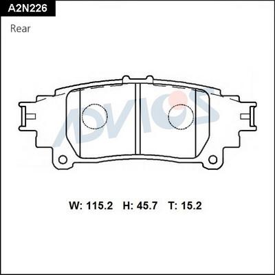 Advics A2N226 - Brake Pad Set, disc brake autospares.lv