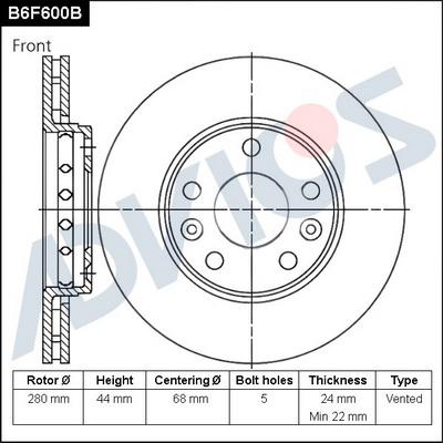 Advics B6F600B - Brake Disc autospares.lv