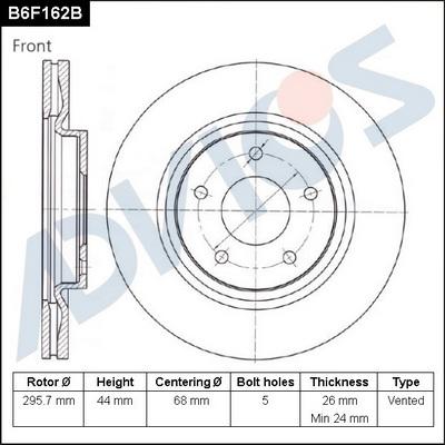 Advics B6F162B - Brake Disc autospares.lv