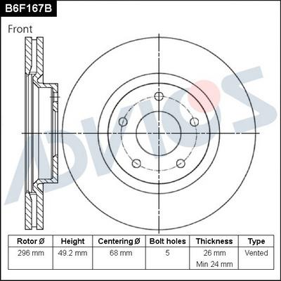 Advics B6F167B - Brake Disc autospares.lv