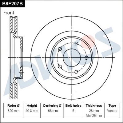 Advics B6F207B - Brake Disc autospares.lv