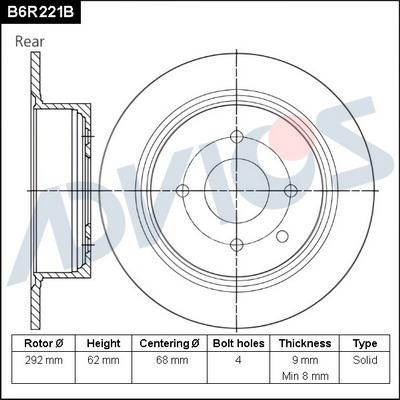 Advics B6R221B - Brake Disc autospares.lv