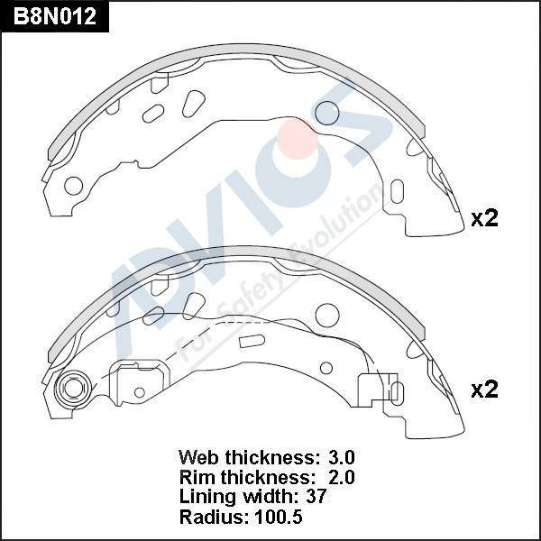 Advics B8N012 - Brake Shoe Set autospares.lv