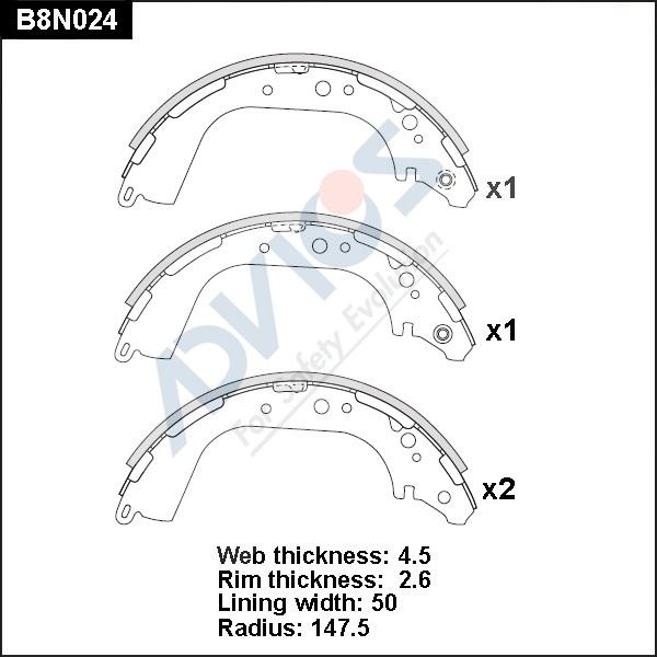 Advics B8N024 - Brake Shoe Set autospares.lv