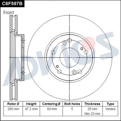 Advics C6F597B - Brake Disc autospares.lv