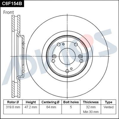 Advics C6F154B - Brake Disc autospares.lv