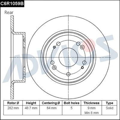 Advics C6R1059B - Brake Disc autospares.lv