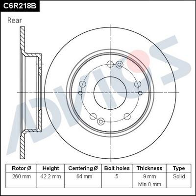 Advics C6R218B - Brake Disc autospares.lv