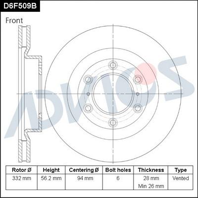 Advics D6F509B - Brake Disc autospares.lv