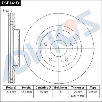 Advics D6F141B - Brake Disc autospares.lv