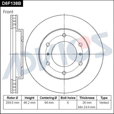 Advics D6F138B - Brake Disc autospares.lv