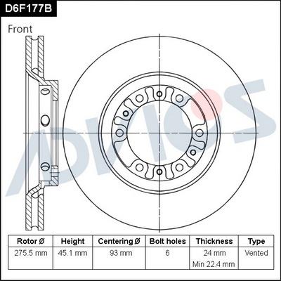 Advics D6F177B - Brake Disc autospares.lv