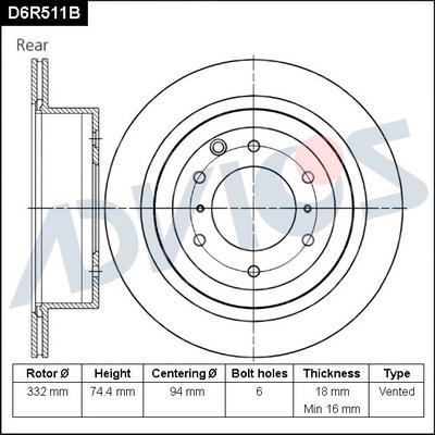 Advics D6R511B - Brake Disc autospares.lv