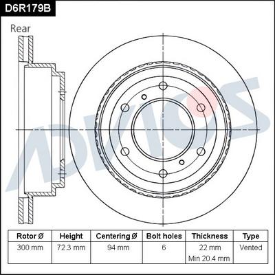 Advics D6R179B - Brake Disc autospares.lv