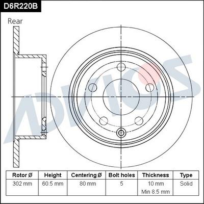 Advics D6R220B - Brake Disc autospares.lv