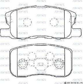 Advics D1N050 - Brake Pad Set, disc brake autospares.lv