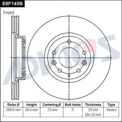 Advics E6F145B - Brake Disc autospares.lv