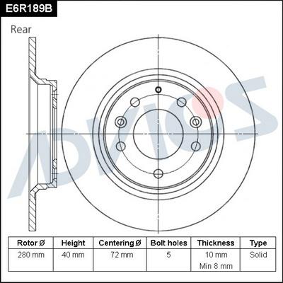 Advics E6R189B - Brake Disc autospares.lv