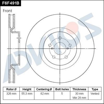 Advics F6F491B - Brake Disc autospares.lv