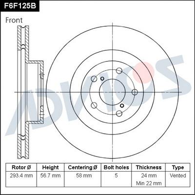 Advics F6F125B - Brake Disc autospares.lv