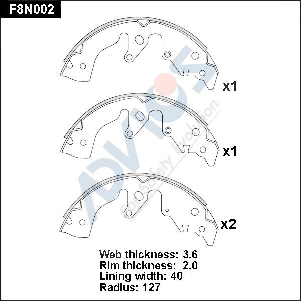 Advics F8N002 - Brake Shoe Set autospares.lv