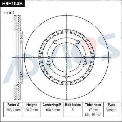 Advics H6F104B - Brake Disc autospares.lv