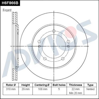 Advics H6F866B - Brake Disc autospares.lv