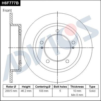 Advics H6F777B - Brake Disc autospares.lv