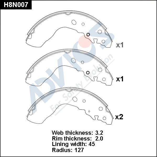 Advics H8N007 - Brake Shoe Set autospares.lv