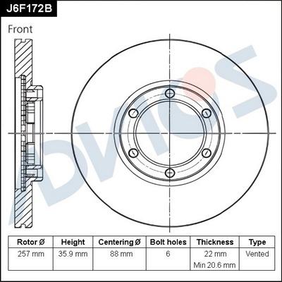 Advics J6F172B - Brake Disc autospares.lv