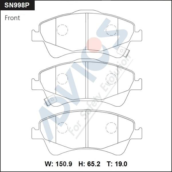 Advics SN998P - Brake Pad Set, disc brake autospares.lv