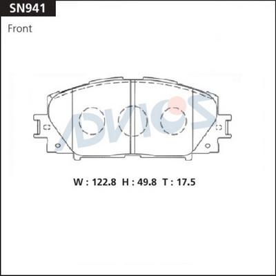 Advics SN941 - Brake Pad Set, disc brake autospares.lv