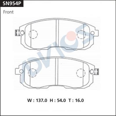 Advics SN954P - Brake Pad Set, disc brake autospares.lv