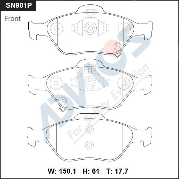 Advics SN901P - Brake Pad Set, disc brake autospares.lv