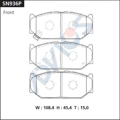 Advics SN936P - Brake Pad Set, disc brake autospares.lv