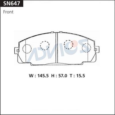 Advics SN647 - Brake Pad Set, disc brake autospares.lv