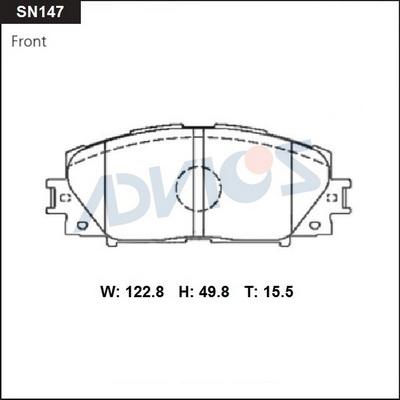 Advics SN147 - Brake Pad Set, disc brake autospares.lv