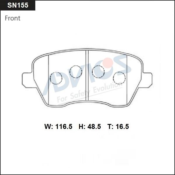 Advics SN155 - Brake Pad Set, disc brake autospares.lv