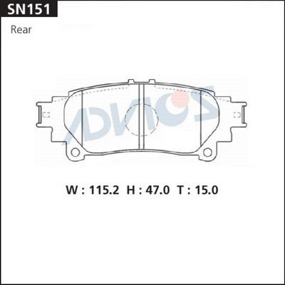 Advics SN151 - Brake Pad Set, disc brake autospares.lv