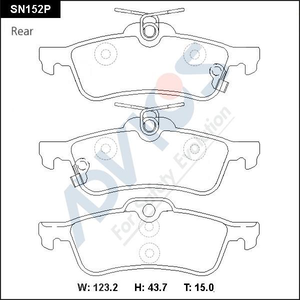 Advics SN152P - Brake Pad Set, disc brake autospares.lv