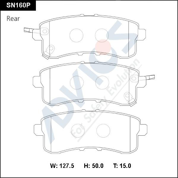 Advics SN160P - Brake Pad Set, disc brake autospares.lv