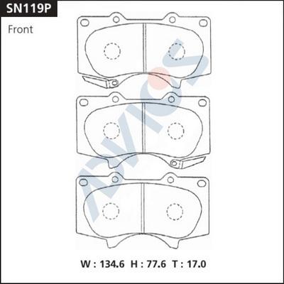 Advics SN119P - Brake Pad Set, disc brake autospares.lv