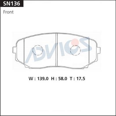 Advics SN136 - Brake Pad Set, disc brake autospares.lv