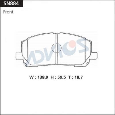 Advics SN884 - Brake Pad Set, disc brake autospares.lv