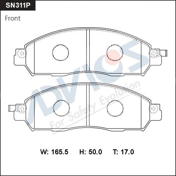 Advics SN311P - Brake Pad Set, disc brake autospares.lv