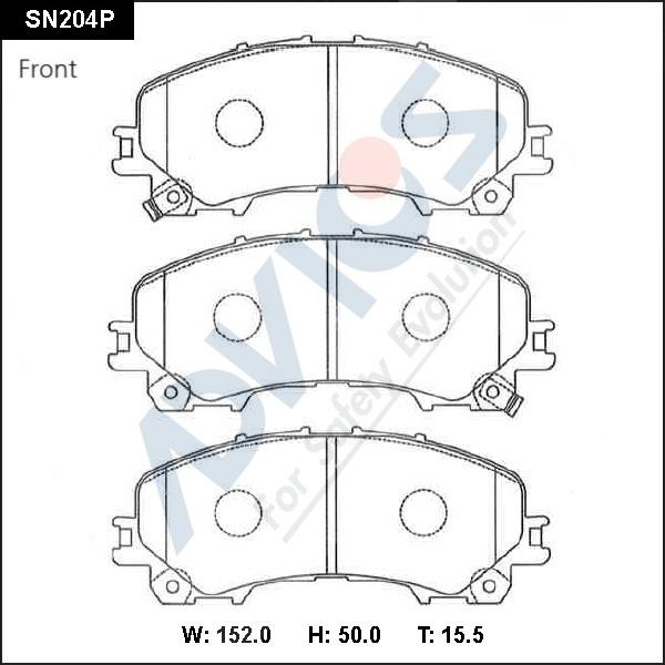 Advics SN204P - Brake Pad Set, disc brake autospares.lv