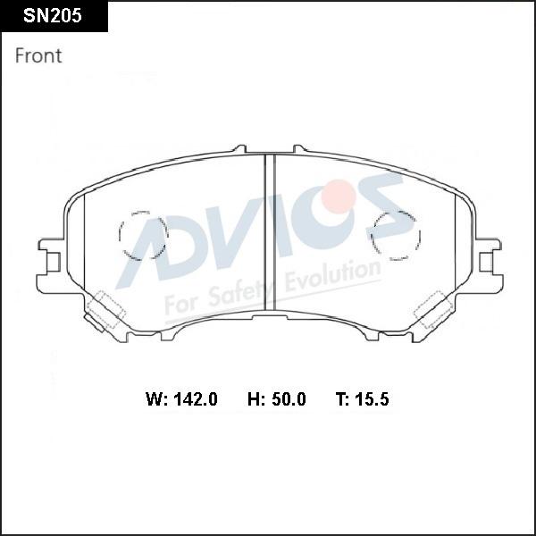 Advics SN205 - Brake Pad Set, disc brake autospares.lv