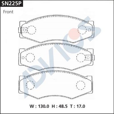 Advics SN225P - Brake Pad Set, disc brake autospares.lv